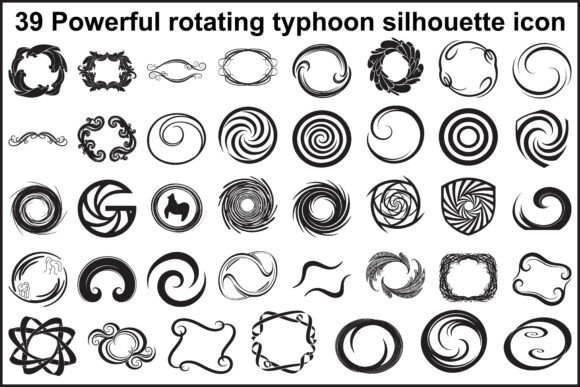 39 Powerful Rotating Typhoon Silhouette Graphics
