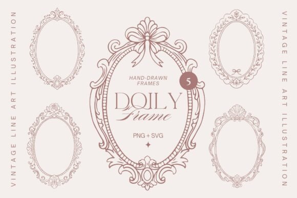 5 Doily Vintage Frames for Graphics and Illustrations