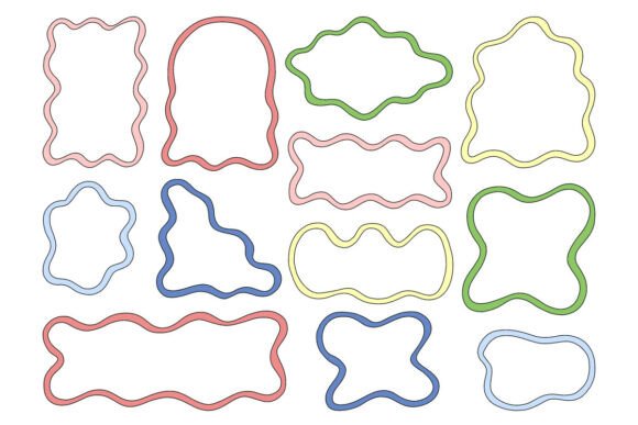 Abstract Wavy Frame Border Bundle Set