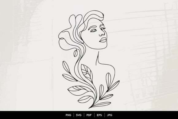 Abstract Woman Leaf Line Art Graphics
