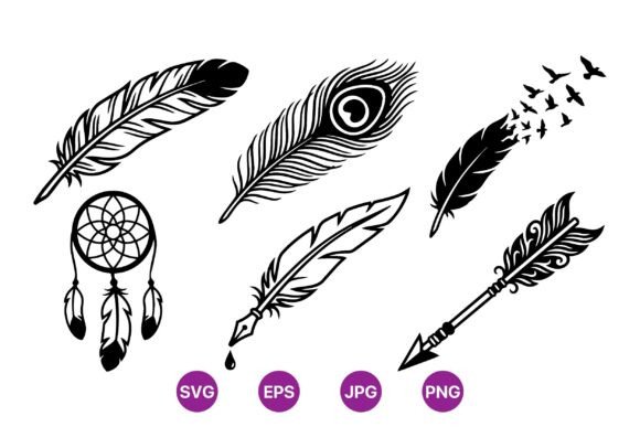 Black Feather SVG Clipart Pack: Graphics for Editorial & Web Design