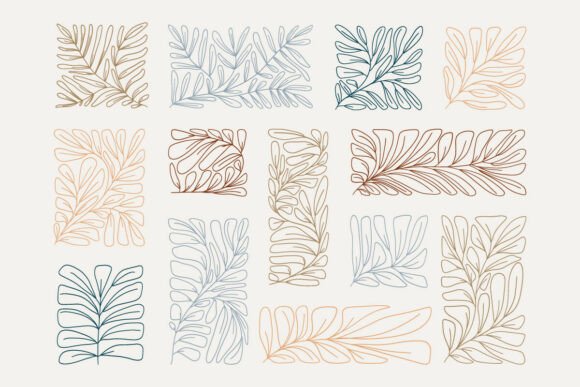 Botanical Frame Leaf Vector Set Modern
