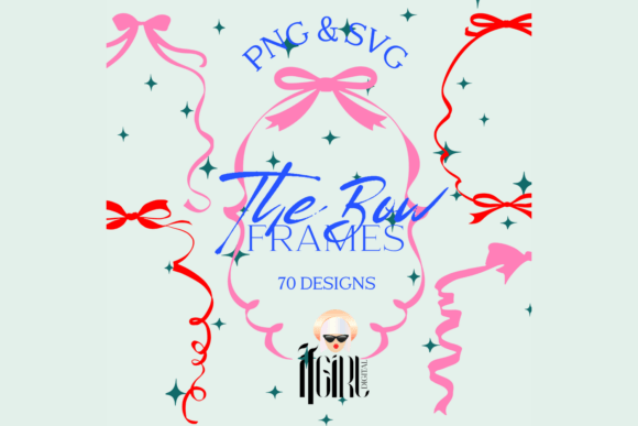 Coquette Ribbon Bow Frames Clipart: Graphics & Illustrations
