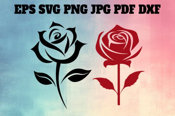 Decorative Rose Silhouette: Graphics for Elegant Design