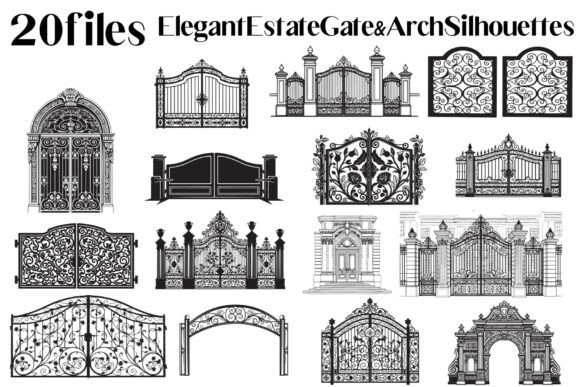 Elegant Estate Gate Arch Silhouettes