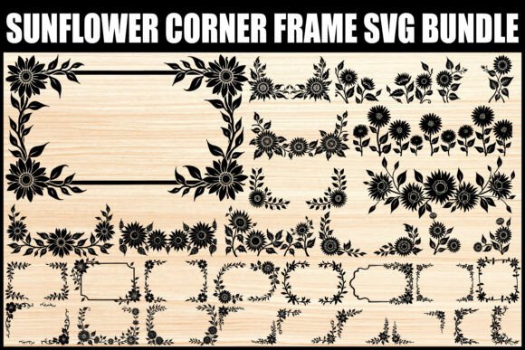 Elegant Sunflower Border SVG Pack: Graphics with a Warm Glow