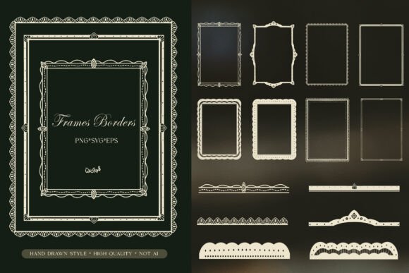 Elegant Vintage Frame Borders PNG SVG Graphics