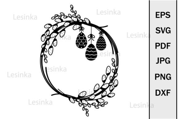 Festive Easter Egg Garland Frame Svg