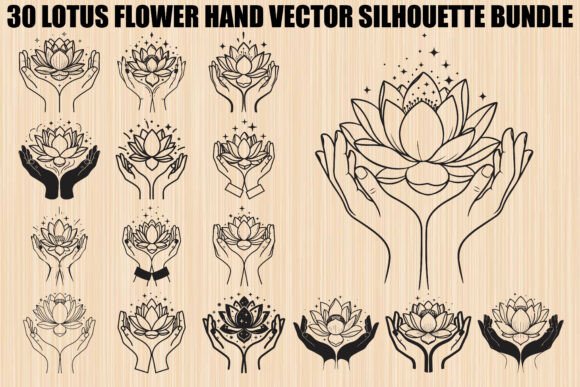 Lotus Flower Hand Bundle: Graphics for Editorial & Web Design