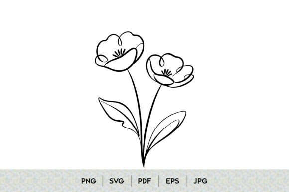 Minimal Flower Duo Line Art Design Graphics