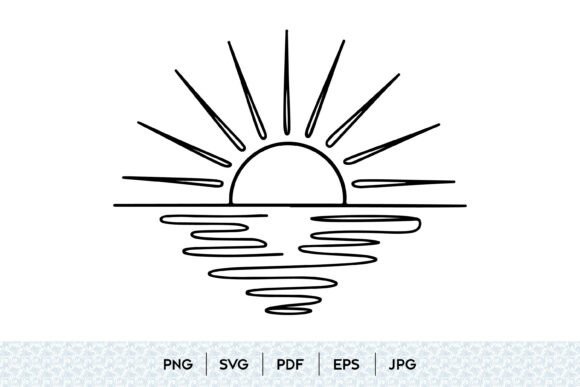 Minimalist Sunrise One Line SVG Graphics