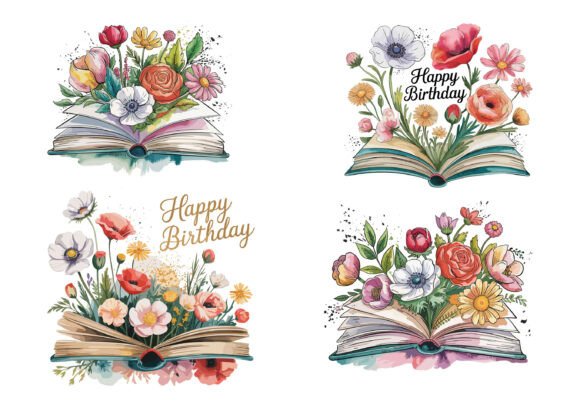 Open Book and Floral Book Vector Graphics
