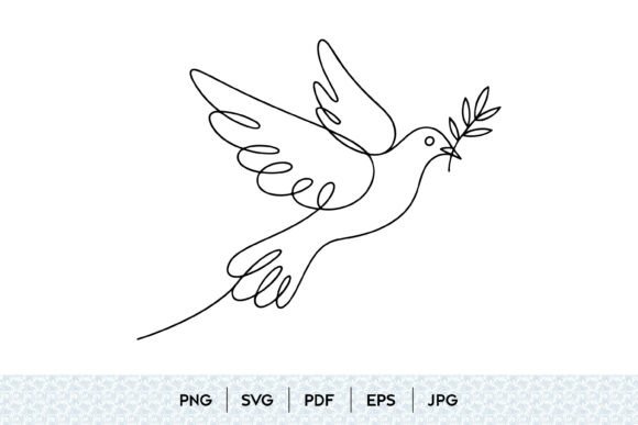 Peace Dove Line Art SVG for Graphics and Illustrations
