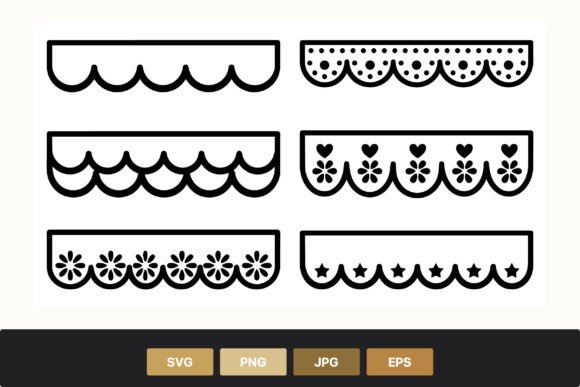 Scalloped Lace Borders Vector Set for Graphics and Illustrations