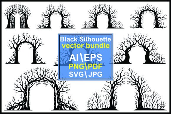 Silhouette Tree Arches and Gates Bundle: Graphics for Dark, Mystical Design
