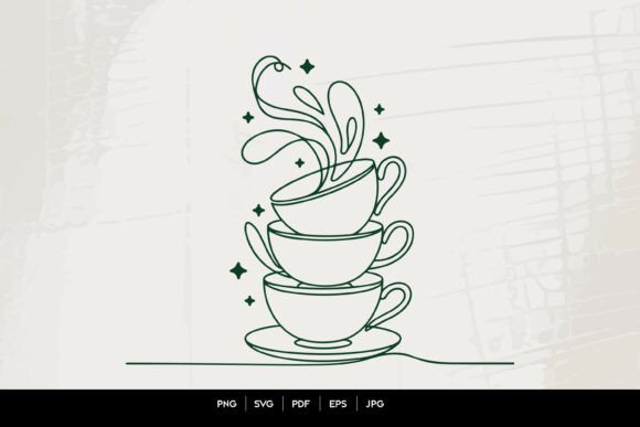 Stacked Coffee Cups Line Art Review
