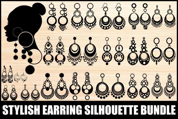 Stylish Earring Silhouette Bundle: Graphics & Illustrations for Branding