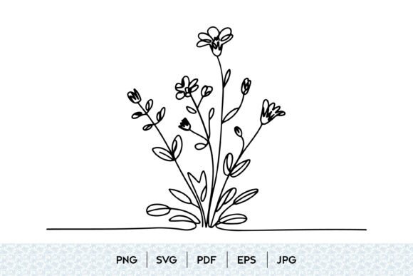 Wildflower Line Art SVG Graphics and Illustrations