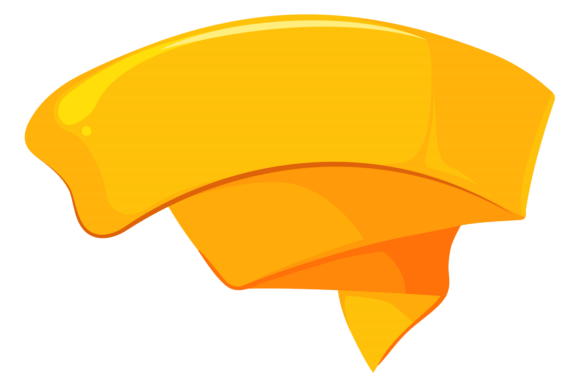 Yellow Cartoon Ribbon Banner. Decorative